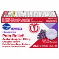 Kroger® Grape Flavored Children's Pain Relief Acetaminophen Chewable Tablets 160mg