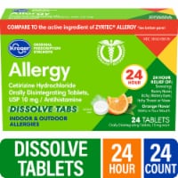 Kroger® Cetirizine HCl 24 Hour Allergy Orange Flavor Dissolve Tablets 10mg