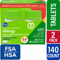 Kroger® Cetirizine HCl 24 Hour Indoor & Outdoor Allergy Tablets 10mg Twin Pack