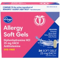 Kroger® Diphenhydramine HCl Dye-Free Allergy Soft Gels 25mg