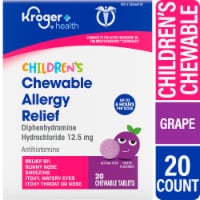 Kroger® Children's Allergy Relief Chewable Tablets Diphenhydramine HCl 12.5mg Grape Flavored Perspective: Main