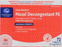 Kroger® Maximum Strength Nasal Decongestant 10mg Tablets Perspective: Main