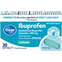 Kroger® Solubilized Ibuprofen Pain Reliever 200mg Softgel Capsules Perspective: Main