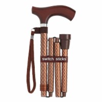 Switch Sticks Cognac Aluminum Folding Cane 32 to 37 Inch Height