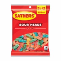 Sathers Sour Heads Candy 3.5 oz. - Case Of: 12;