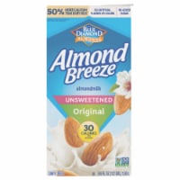 Almond Breeze Dairy Free Shelf Stable Unsweetened Original Almond Milk Half Gallon Perspective: Main