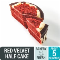 Bakery Fresh Two Layer Red Velvet Cake with Chocolate Icing Half Perspective: Main