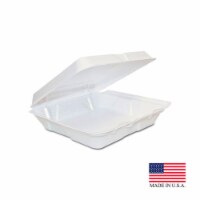 Dart 80HT1R PEC White Large 1 Compartment Foam Hinged Container - Pack of 200