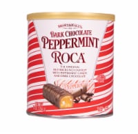 Brown & Haley® Roca® Dark Chocolate Peppermint Buttercrunch Toffee Holiday Candy Canister Perspective: Main