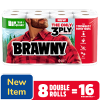 Brawny® Tear-A-Square® 3-Ply Paper Towel Double Rolls Perspective: Main
