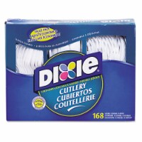 Dixie CM168 Heavy-Duty Combo Pack Tray with Plastic Forks Knives Spoons White 168 Pieces/PK Perspective: Main
