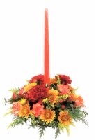 Single Candle Flower Arrangement Centerpiece