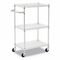 Alera SW322416SR 16 x 25 x 39 in. 3 Shelf Wire Cart with Liners, Silver