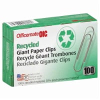 Officemate OIC Recycled Giant Paper Clips - 100 Pack - Silver