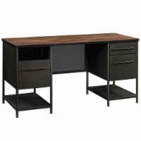 Sauder Boulevard Cafe Executive Desk in Black and Vintage Oak