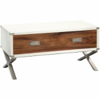 Sauder Vista Key Engineered Wood and Metal Lift-Top Coffee Table in Pearl Oak