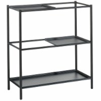 Sauder Boulevard Cafe Modern Metal Plant Stand with Shelf in Black