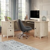 Sauder Hammond ® Chalk Oak L-Shaped Desk with Cord Management