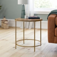 Sauder International Lux® Wood and Metal Side Table in Sindoori Mango