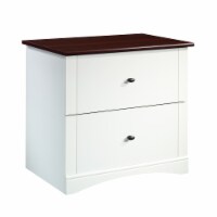 Sauder Select White Lateral File Cabinet with Cherry Accent