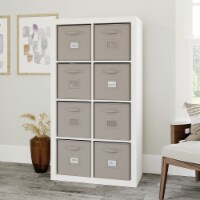 Sauder Stow-Away 8-Cube Organizer with Fabric Bins, White Finish