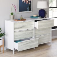 Sauder Boulevard Café White 6-Drawer Bedroom Dresser