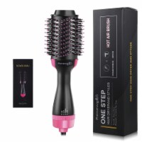 Renewgoo Hot Air Hair Straighten Curl Styling Dryer Comb Blower Brush, Pink