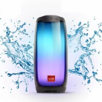 Renewgoo GlowGoo Speaker Portable Bluetooth Wireless Waterproof LED Lights Black