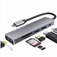 Renewgoo USB-C Hub 6-in-1 Multiport 4K HDTV USB 3.0 Type-C Charging Plug PC Mac