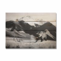 DaydreamHQ CJGR-2014 Grizzly and Mountains Charcoal Wood Art Print