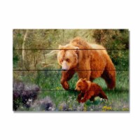 DaydreamHQ MKTA-2014 Grizzly Bear and Cub Painting Wood Wall Art Print