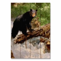 DaydreamHQ MKTC-1420 Black Bear Crossing River Painting Wood Print