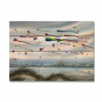 DaydreamHQ DBBK-2014 Beach Kites Painting Wood Art Print