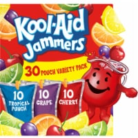 Kool Aid Jammers Variety Pack with Tropical Punch Grape & Cherry Kids Drink Juice Box Pouches