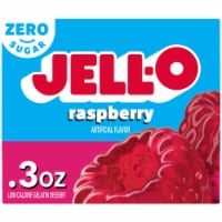 Jell-O Raspberry Artificially Flavored Zero Sugar Gelatin Dessert Mix, Box Perspective: Main