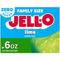 Jell-O Lime Zero Sugar Low Calorie Gelatin Dessert Mix, Family Size, Box Perspective: Main
