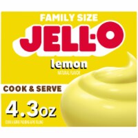 Jell-O Cook & Serve Lemon Naturally Flavored Pudding & Pie Filling Mix, Family Size, Box Perspective: Main