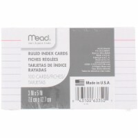 Mead Index Cards 3 X5 100/Pkg-Ruled White