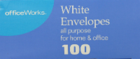 Office Works Envelopes - 100 Pack - White Perspective: front