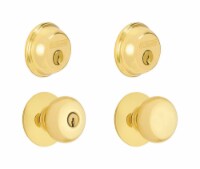 Schlage Plymouth Bright Brass Knob and Double Cylinder Deadbolt ANSI Grade 2 1-3/4 in.