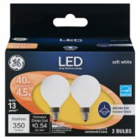 GE 4.5-Watt (40-Watt) Candelabra Base Soft White LED G16 Light Bulbs Perspective: Main