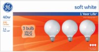 GE 40 watts G25 Globe Incandescent Bulb E26 (Medium) Soft White 3 pk - Total Qty: 1; Each Perspective: Main