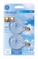 GE Reveal 40 watts G16.5 Globe Incandescent Bulb E26 (Medium) Soft White 2 pk - Total Qty: 6; Perspective: Main