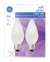 GE 25 watts F15 Decorative Incandescent Bulb E26 (Medium) Soft White 2 pk - Total Qty: 4;