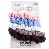 Scunci Planet-Friendly Recycled Cotton Scrunchies (Pink, Blue, White, Grey, Black), 5ct Perspective: Main