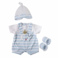 Berenguer Boutique CLO30040D Baby Doll Outfit Shorts, Blue & White