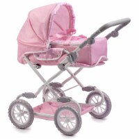 JC Toys 81487P Up to 18 in. Berenguer Boutique Deluxe Foldable Stroller with Canopy & Removab