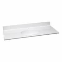 49 in. Single Faucet Hole Cultured Marble Vanity Top in White on White