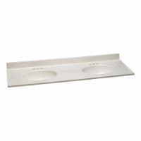 61 in. W Cultured Marble Vanity Top in White with White Double Bowl