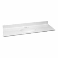 61 in. W Cultured Marble Vanity Top in White with Solid White Bowl